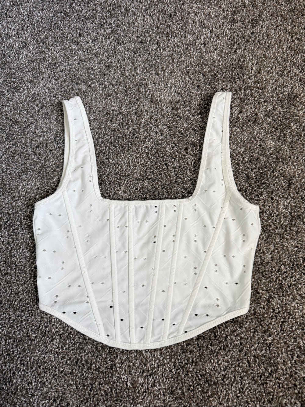 Zara White Eyelet Corset Crop Top